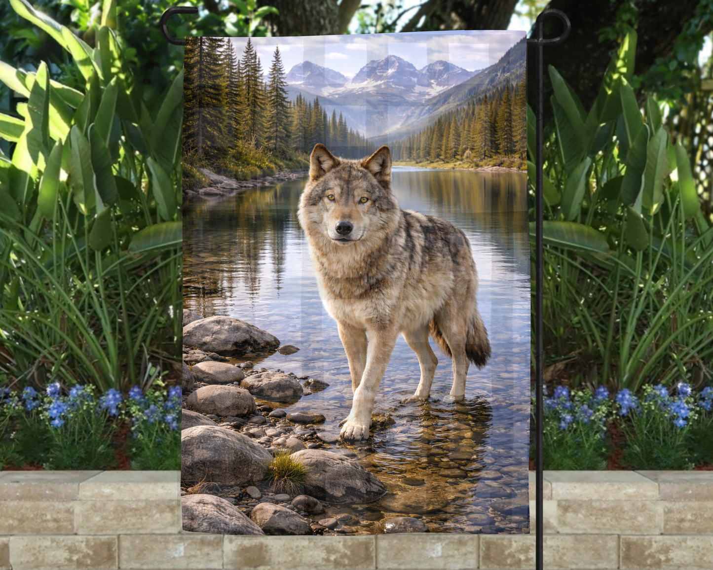 Garden Flag Spring Wolf