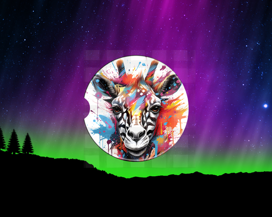 Car Coaster Animal Paint Splatter Zebra