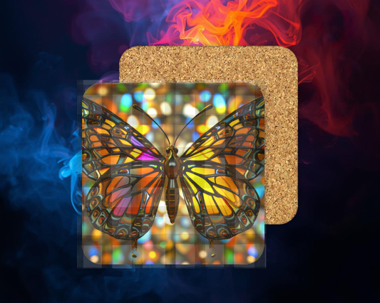 Square Coaster Stained Glass Butterfly
